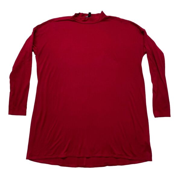 EILEEN FISHER Viscose Jersey Red High Neck Long Sleeve Top Size XS Stretch - Picture 5 of 10